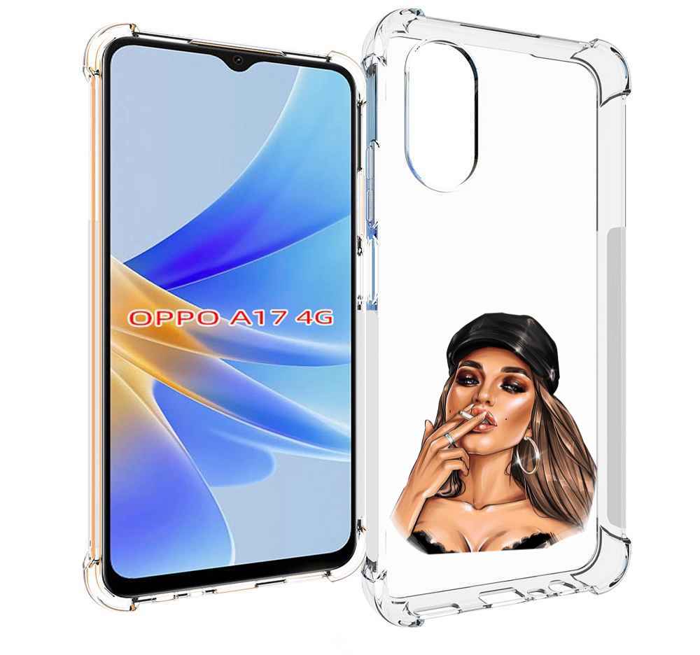 

Чехол MyPads девушка-в-шапке-с-сигаретой для OPPO A17, Прозрачный, Tocco
