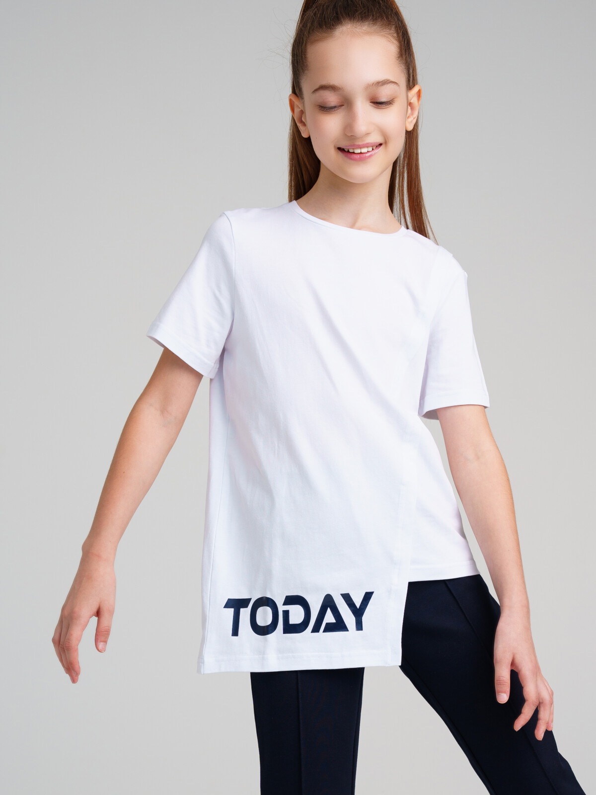 Фуфайка трикотажная для девочек PlayToday (футболка), белый, 152