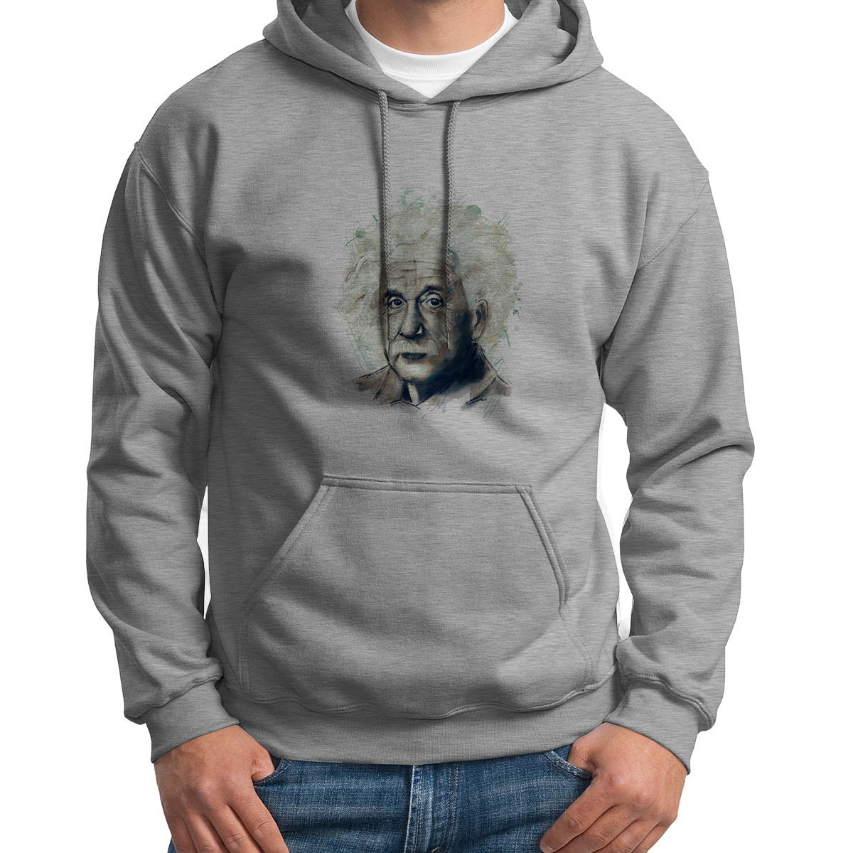 

Худи унисекс CoolPodarok Энштейн арт серое 48 RU, 8S015809