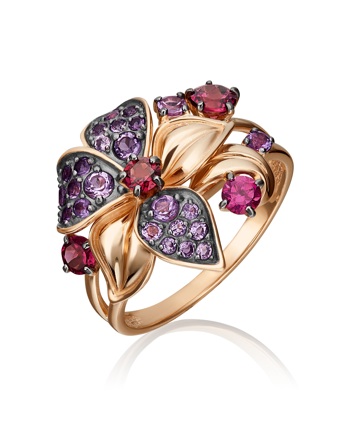 

Кольцо из золота р.  PLATINA jewelry 01-5391-00-257-1110-57, гранат\аметист, 01-5391-00-257-1110-57