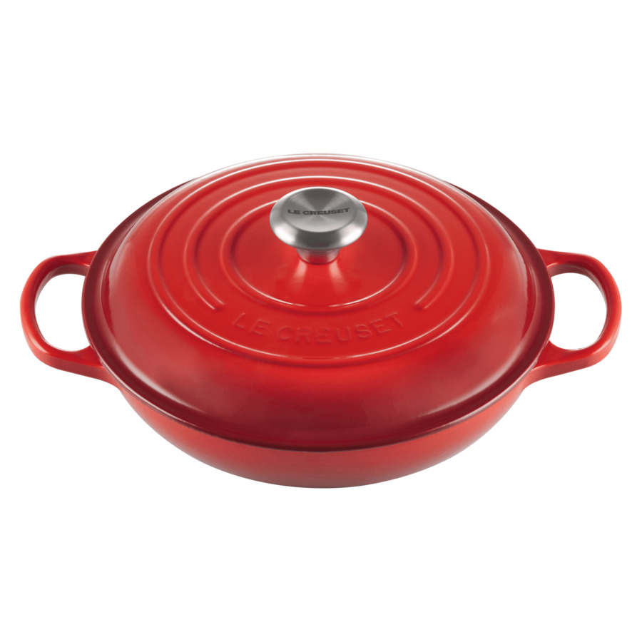 фото Кастрюля низкая le creuset d26см h35,2см, вишневый, чугун