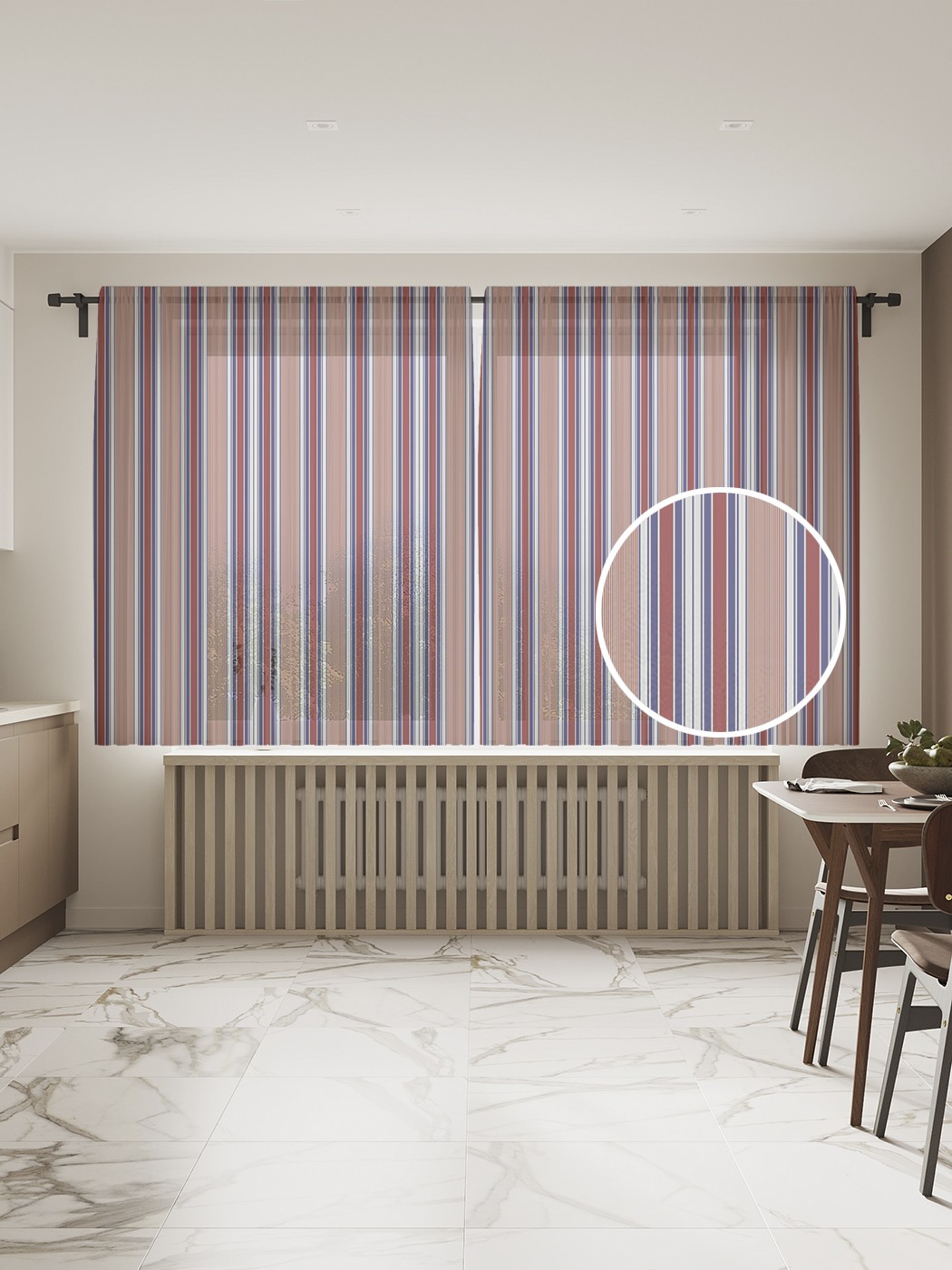 

Фототюль JoyArty "Полосатое полотно" 145x180см (2 полотна со шторной лентой + 50 крючков), Полосатое полотно