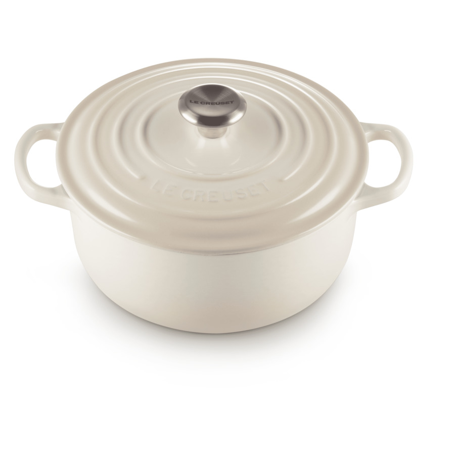 фото Кастрюля круглая с крышкой le creuset, 24см, меренга, чугун