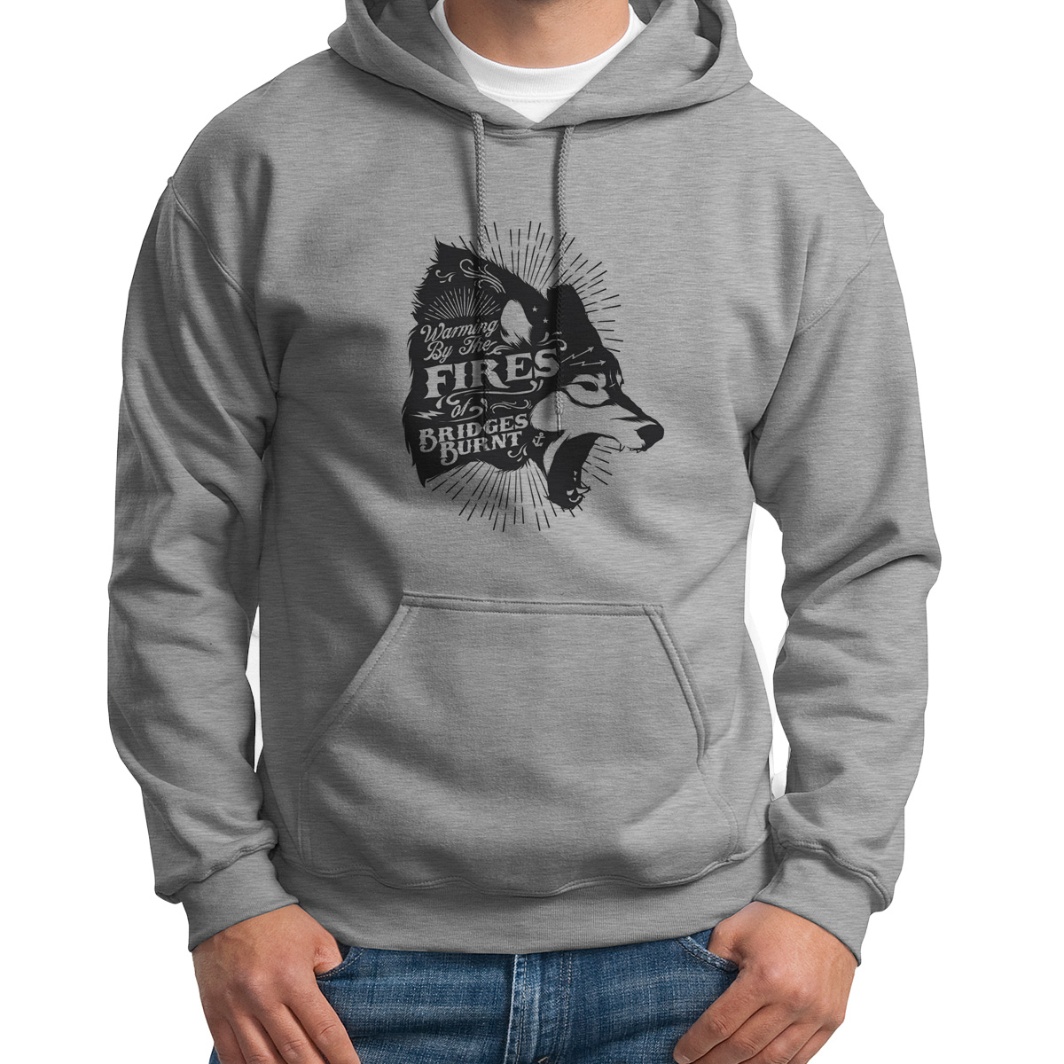 

Худи унисекс CoolPodarok Warming by the fires серое 48 RU, 8S015725