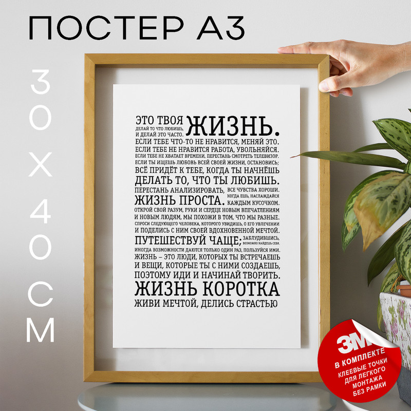 

Постер с надписью Это твоя жизнь А3 TP2030 30х40, рамка А3, TP2030