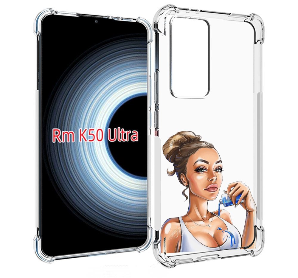 

Чехол MyPads девушка-пролила-краску женский для Xiaomi 12T / Redmi K50 Ultra, Прозрачный, Tocco