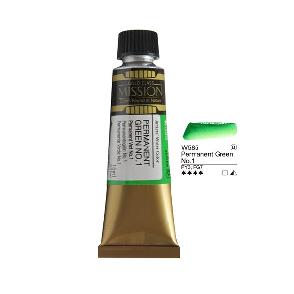 

Mijello Акварель Mijello Mission Gold туба 15мл, W585 Зеленый перманент. №1