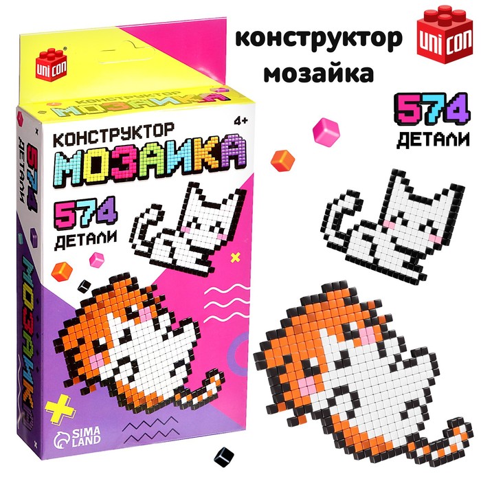 

UNICON Конструктор мозаика «Pixi. Котики», 574 детали