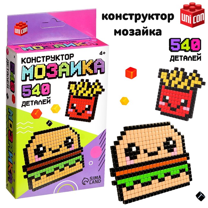 

UNICON Конструктор мозаика «Pixi. Бургеры», 540 деталей