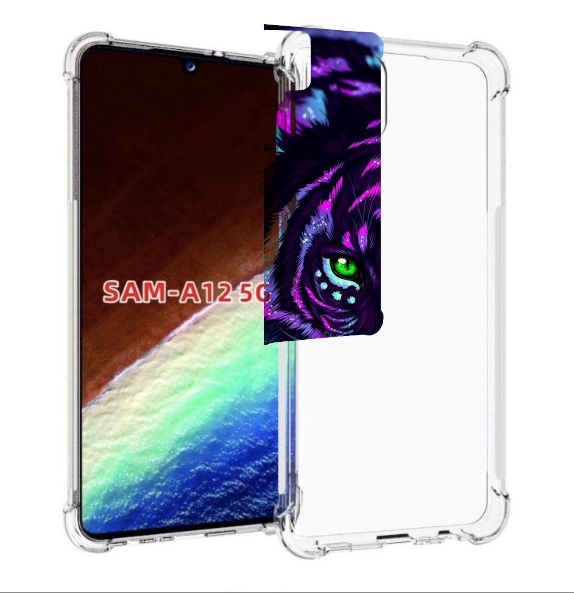 

Чехол MyPads Тигр-неон для Samsung Galaxy A12 (SM-A125F) 2020/21/A12 Nacho SM-A127F, Прозрачный, Tocco