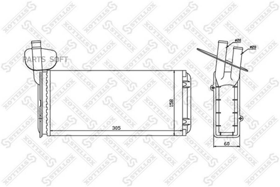 

STELLOX 10-35020-SX_радиатор печки! без AC\ VW T4 90> 1шт