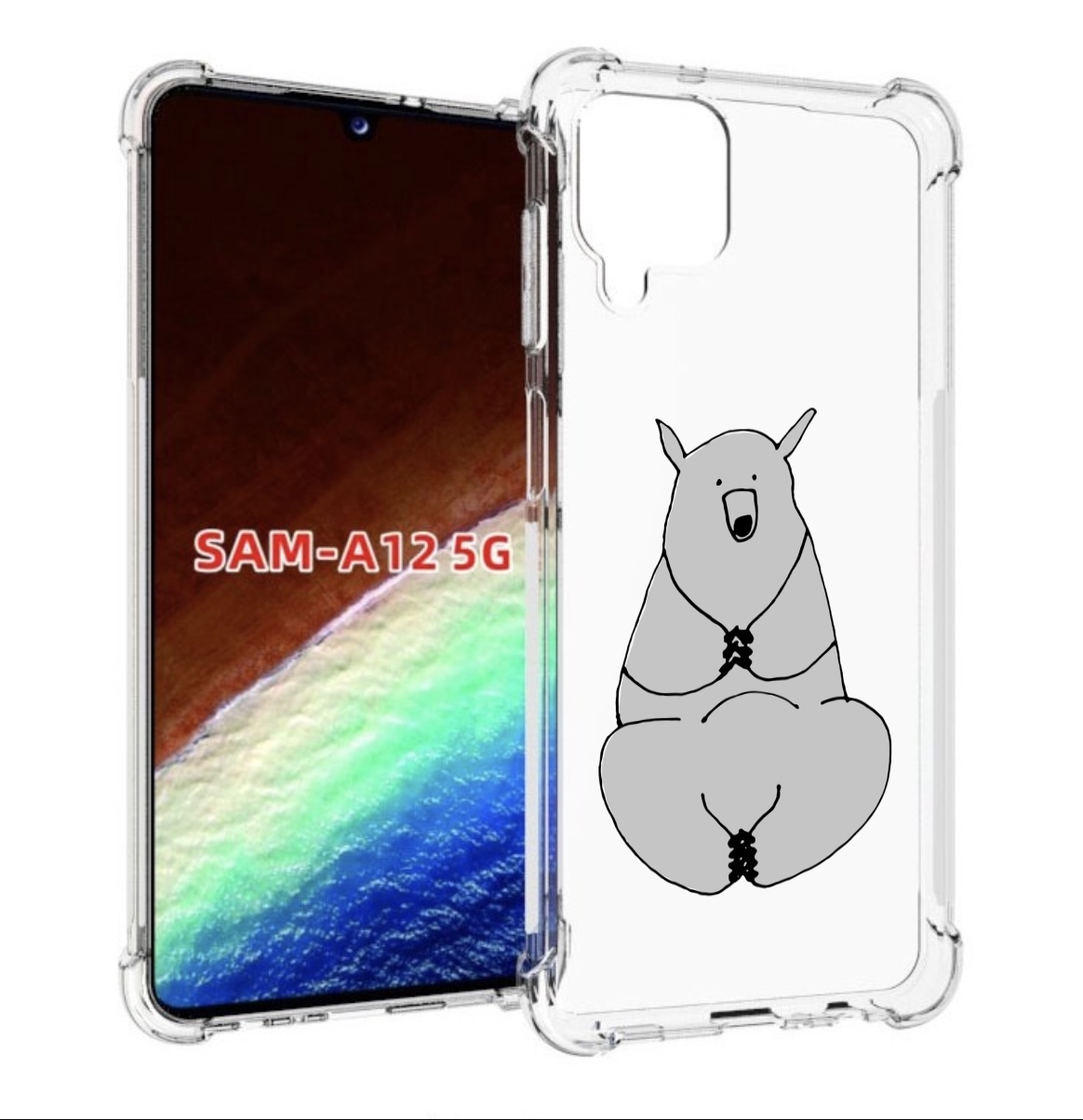 

Чехол MyPads Серый медведь для Samsung Galaxy A12 (SM-A125F) 2020/21/A12 Nacho SM-A127F, Прозрачный, Tocco