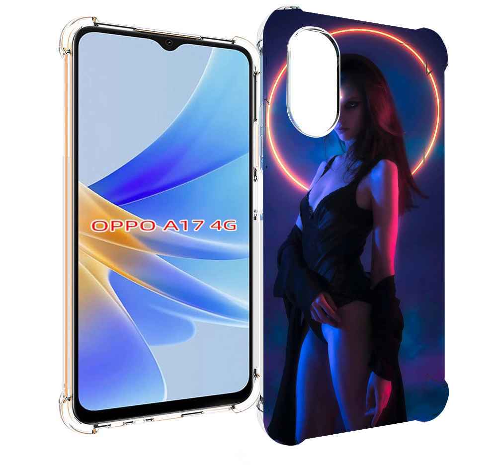 

Чехол MyPads девушка с неоновым кругом женский для OPPO A17, Прозрачный, Tocco