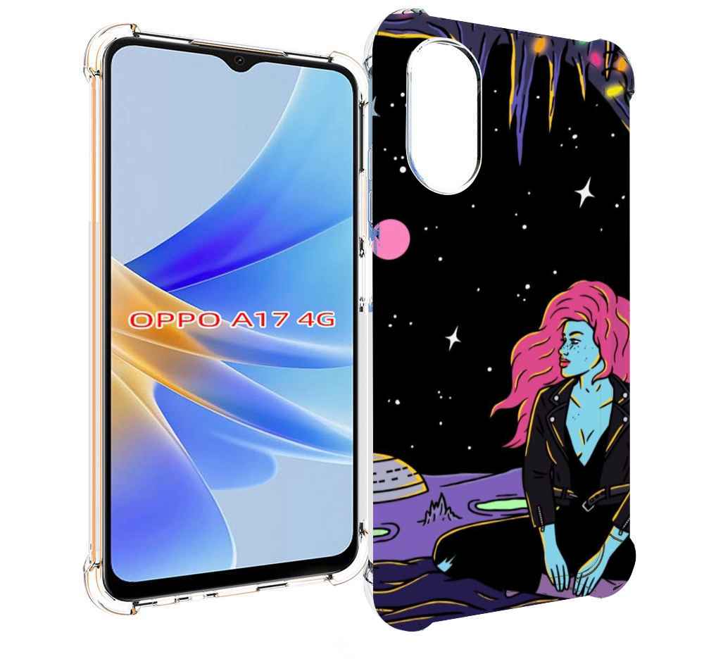 

Чехол MyPads девушка с красными волосами в космосе женский для OPPO A17, Прозрачный, Tocco