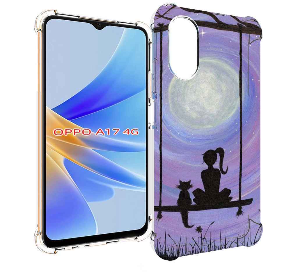 

Чехол MyPads девушка с котом на качеле женский для OPPO A17, Прозрачный, Tocco