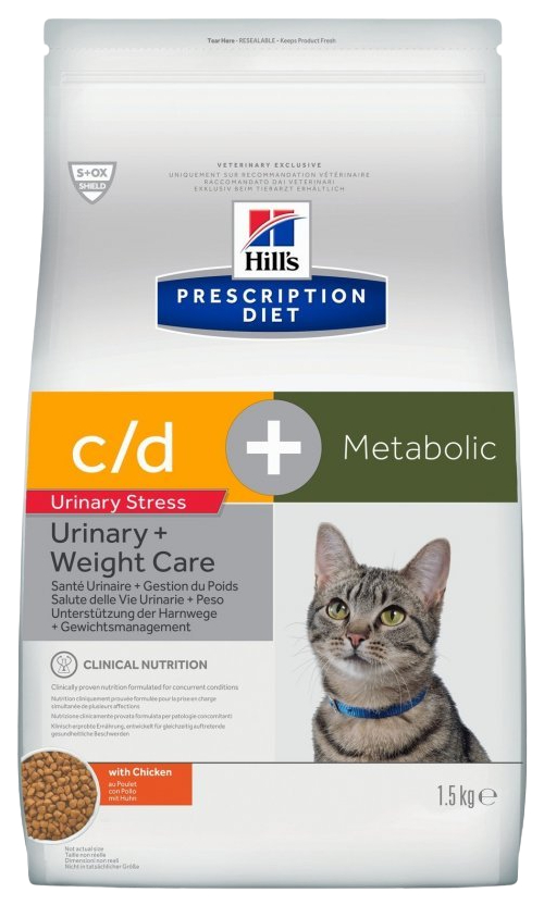 фото Сухой корм для кошек hill's prescription diet c/d + metabolic с курицей, 1,5 кг