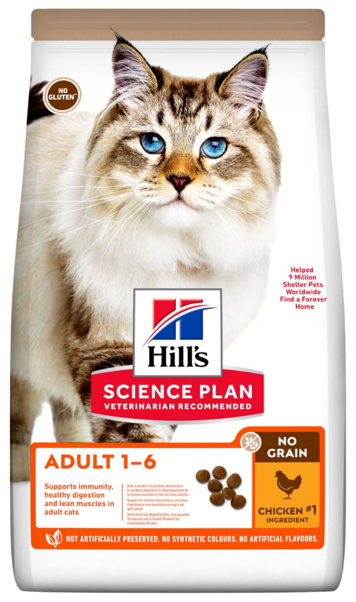 фото Сухой корм для кошек hill's science plan с курицей и картофелем, беззерновой, 1,5 кг