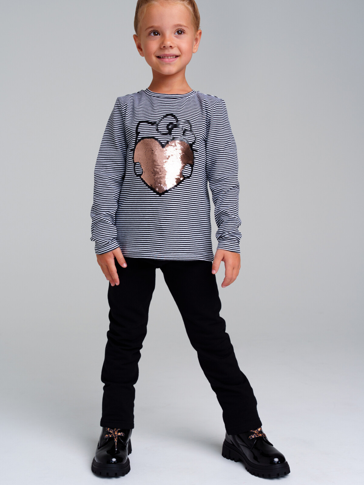 

Фуфайка для девочек PlayToday (футболка), черный,белый,золотой, 110, Черный;белый;золотистый, 32342025