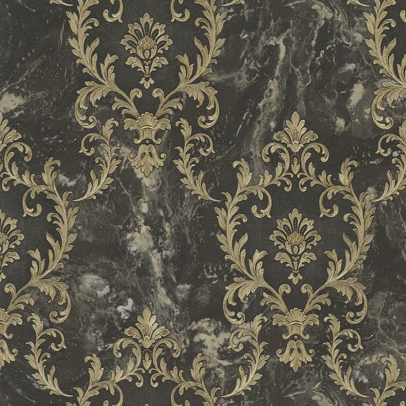 

Обои Decori-Decori Carrara 2 83611 Винил на флизелине (1,06х10,05) Черный/Золотой, Дамаск, Золотистый, 83611