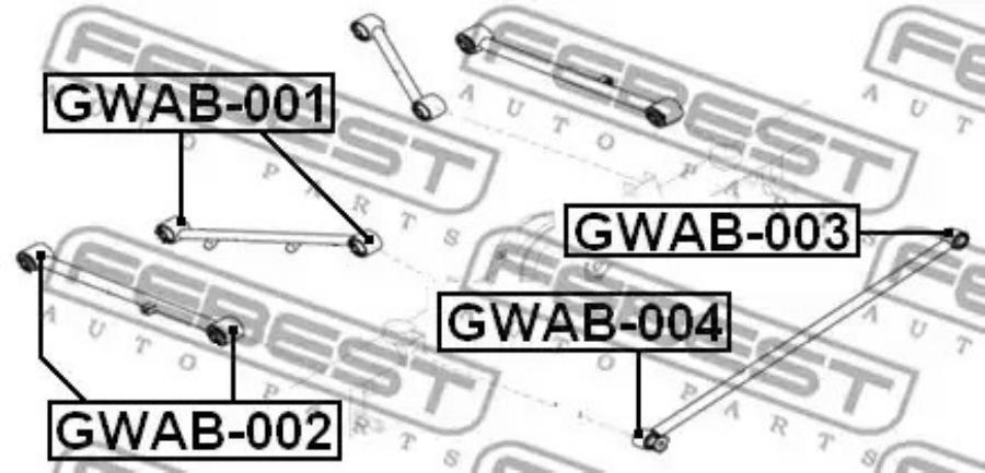 

FEBECT GWAB002 GWAB-002_сайлентблок задней продольной тяги!\ Great Wall Hover/Safe F1 05>