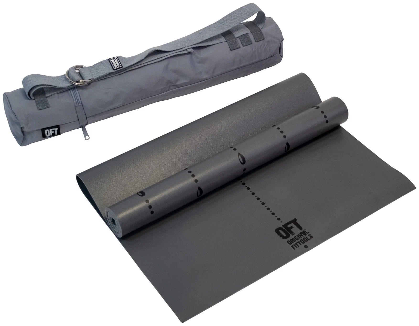 Коврик для йоги ORIGINAL FITTOOLS 2,5мм в сумке с ремешком(серый)