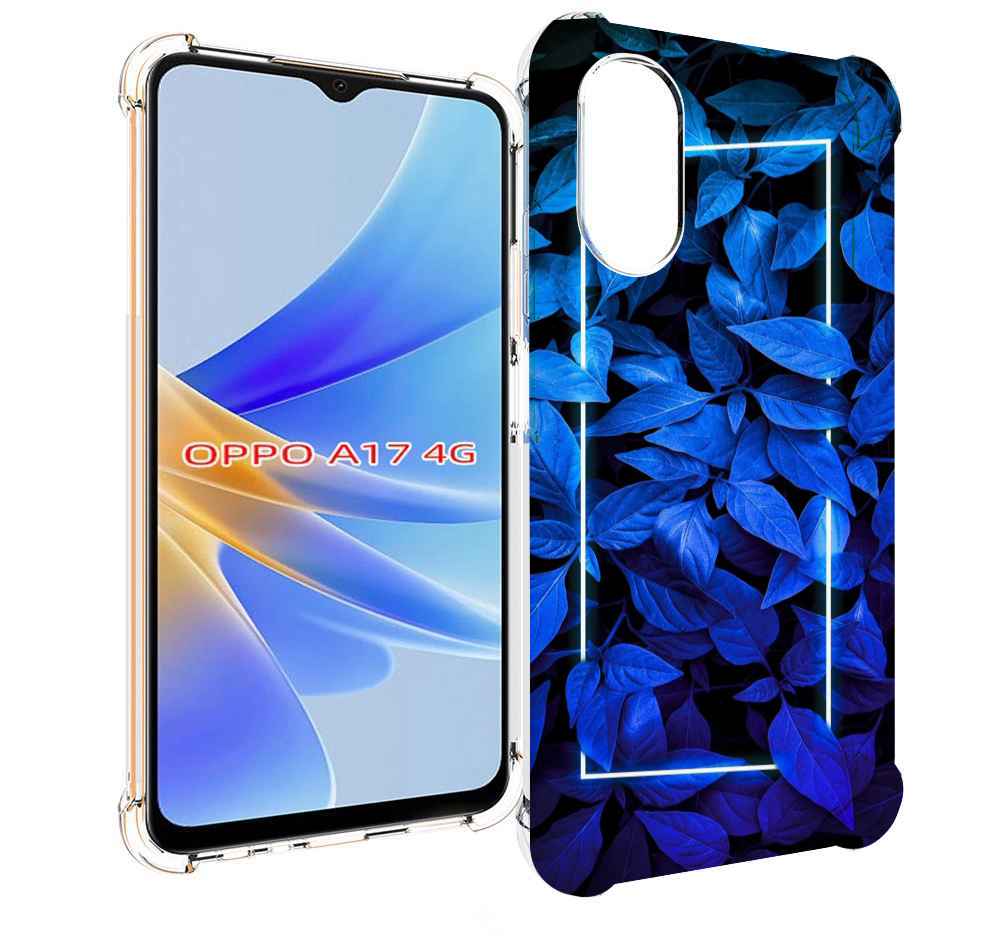 

Чехол MyPads голубые цветочки неон для OPPO A17, Прозрачный, Tocco