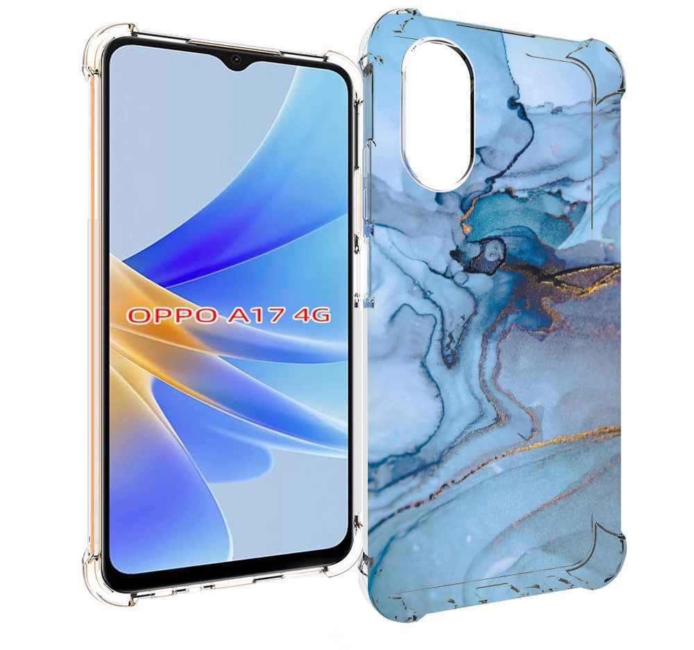 Чехол MyPads голубой мрамор для OPPO A17
