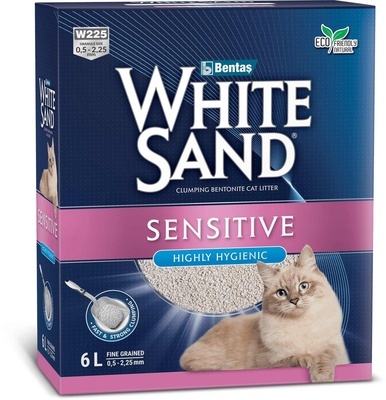 Комкующийся наполнитель White Sand, для чувствительных кошек без запаха, 5,1 кг