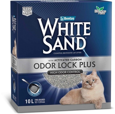 фото Комкующийся наполнитель white sand, без запаха с активированным углем, 8,5 кг