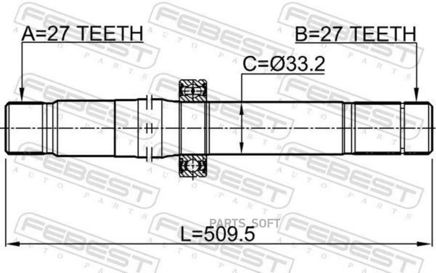 

FEBEST 1612-222 Полуось левая 27x510x27 1шт