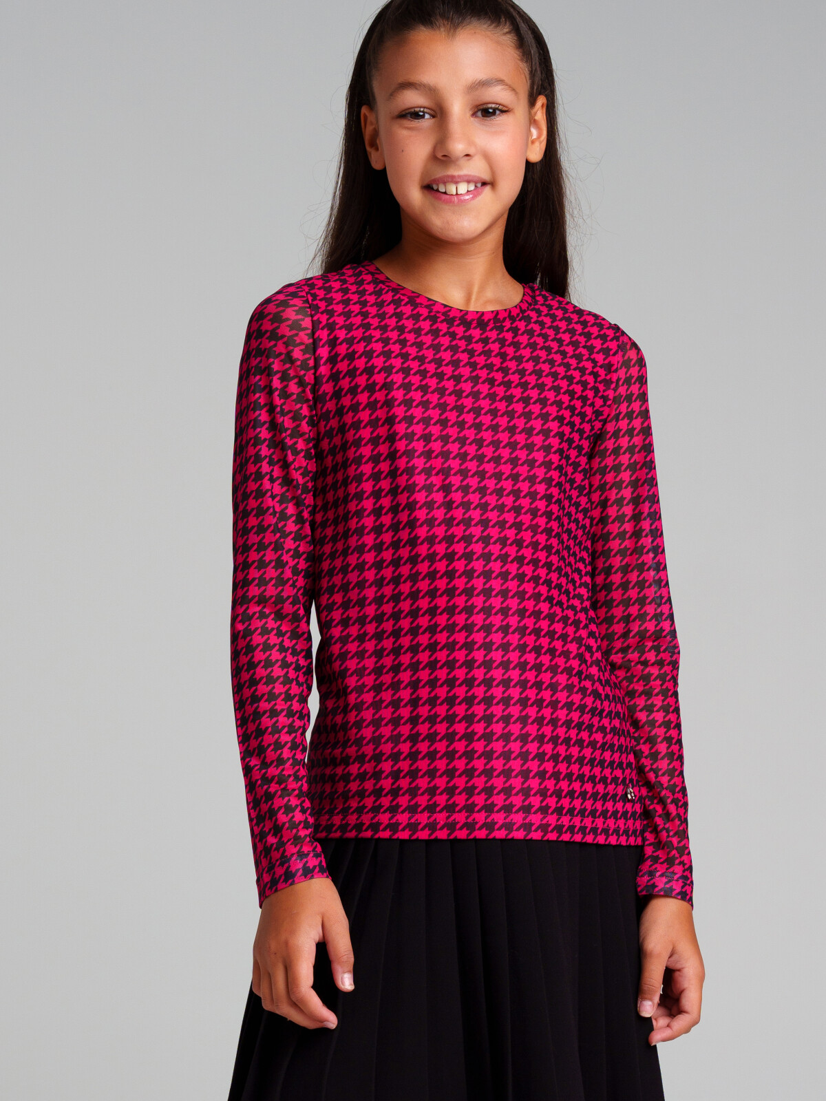 

Фуфайка для девочек PlayToday (футболка), фуксия,черный, 134, Розовый;черный, 32321098