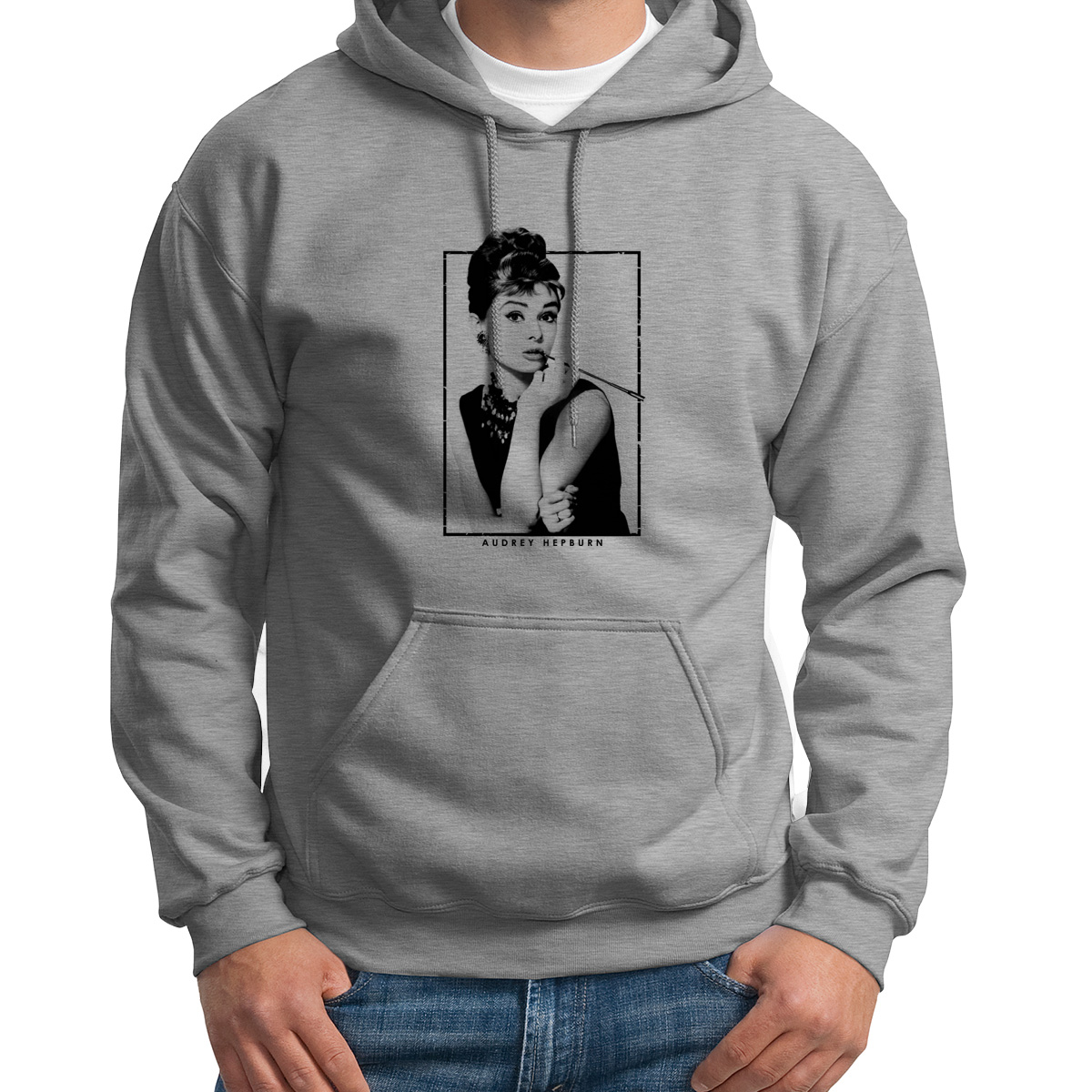 

Худи унисекс CoolPodarok Одри Хепберн Audrey Hepburn серое 48 RU, 48S01570