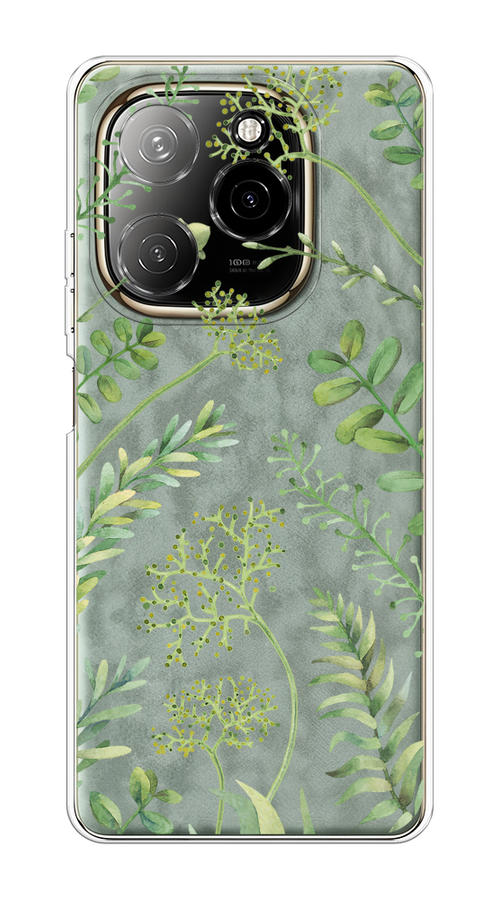 

Чехол на Tecno Spark 20 Pro 5G "Green Leaves", Зеленый;прозрачный, 305750-1