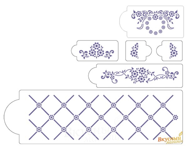 фото Трафарет для мастики/марципана цветочный набор к060 nobrand