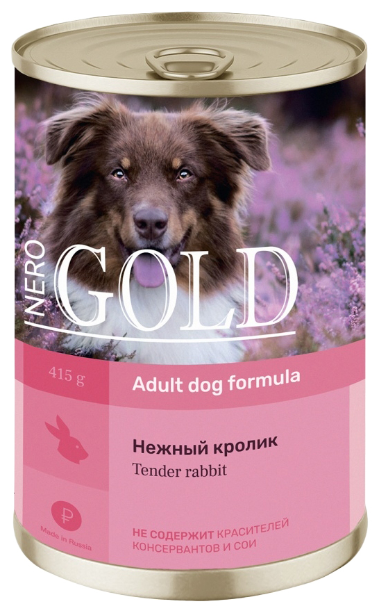 фото Влажный корм для собак nero gold нежный кролик, 12 шт по 415 г