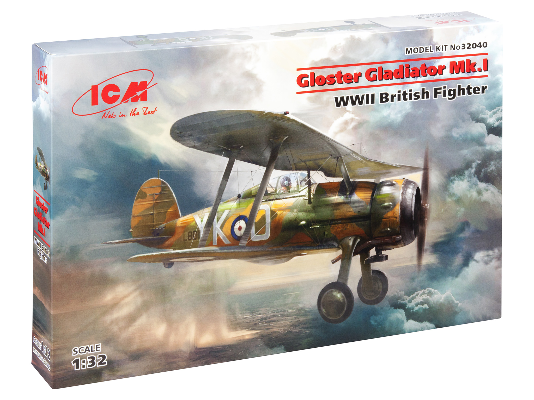 

Сборная модель ICM 1/32 Gloster Gladiator Mk.I, Британский истребитель IIМВ 32040