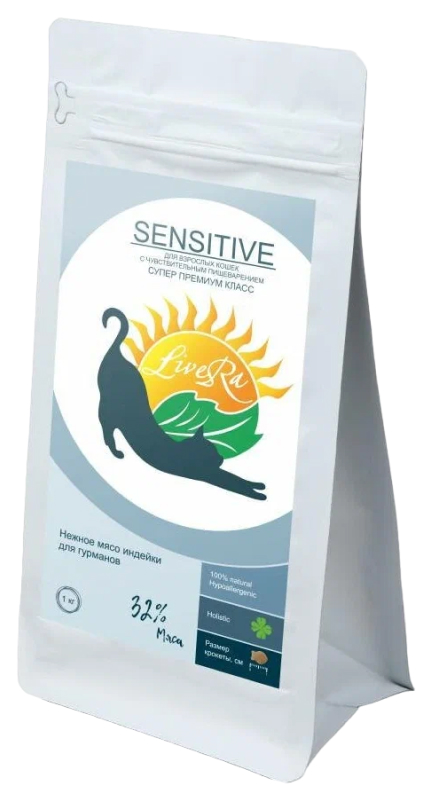 

Сухой корм для кошек LiveRA SENSITIVE индейка с рисом, с чувствительным желудком, 0,35 кг
