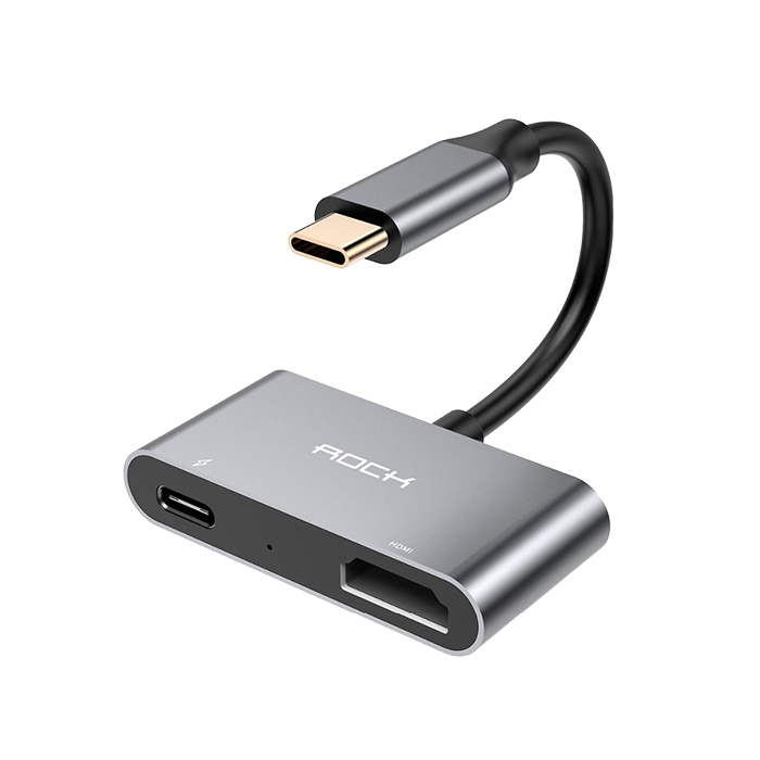 фото Разветвитель для компьютера rock usb-c - hdmi+pd (rcb0696)