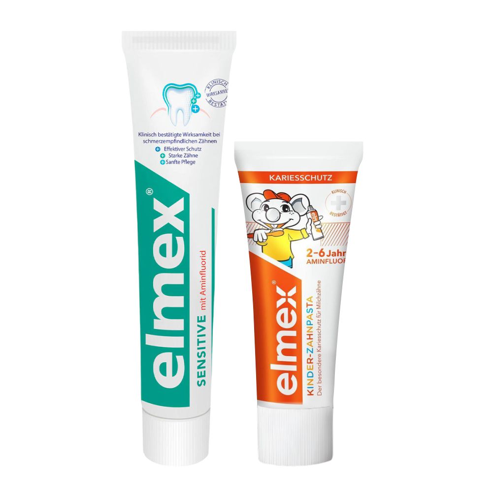 Набор Зубных паст Elmex Children's для детей 2-6 лет 50 мл.  Сенситив плюс 75мл.