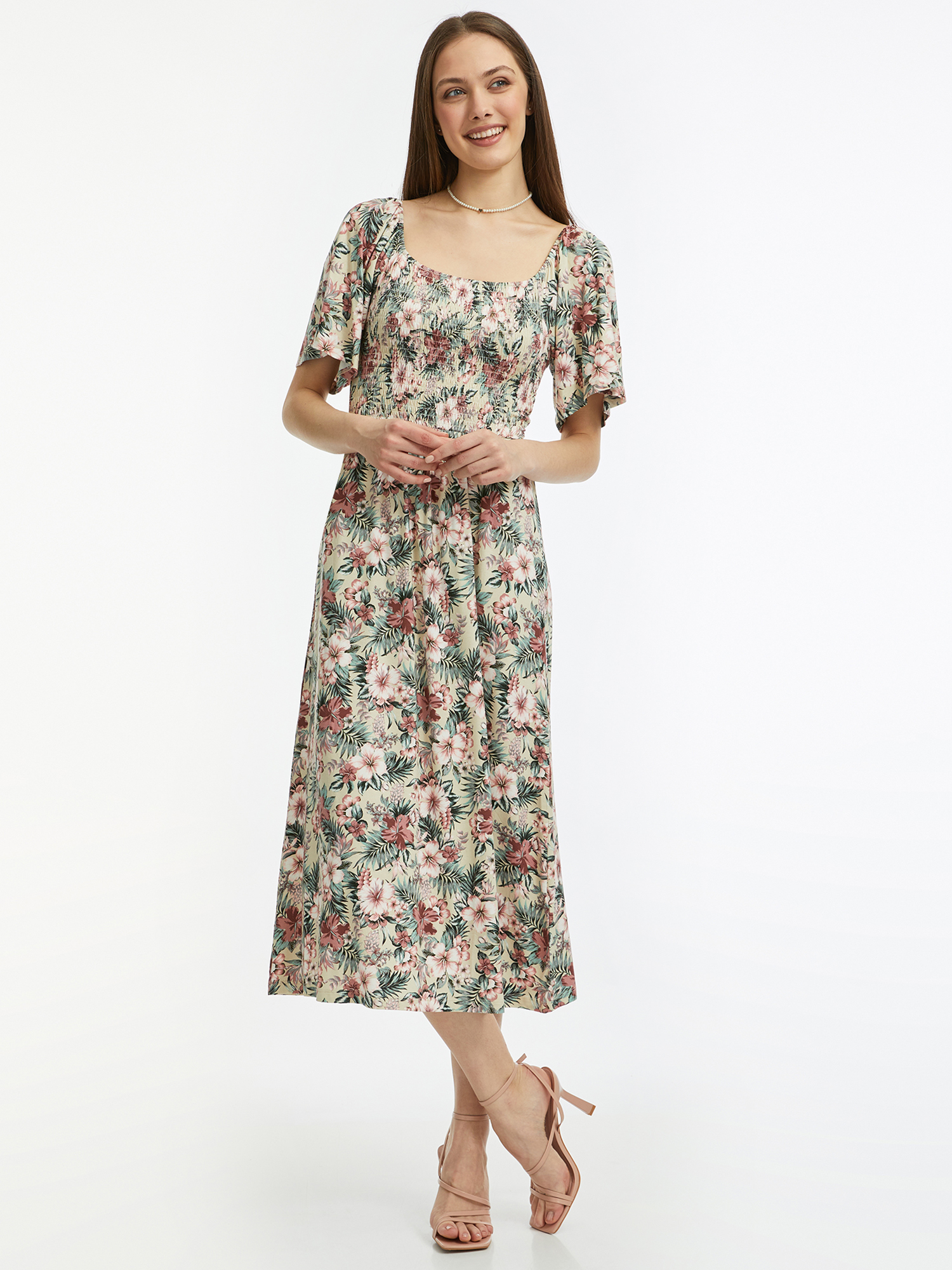 Платье женское oodji 14000184 бежевое XL