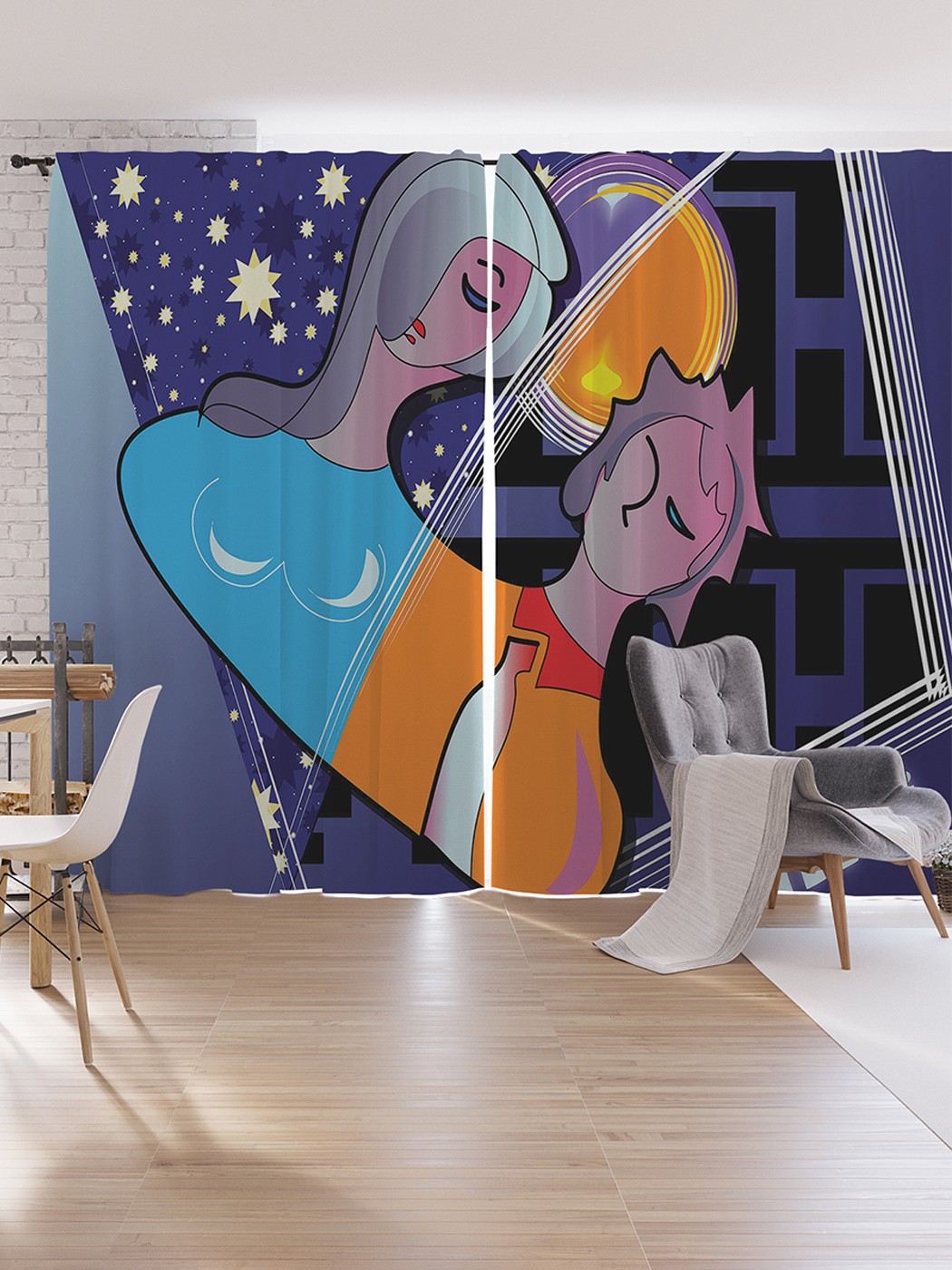 

Шторы под лён JoyArty "Зодиакальные близнецы", серия Oxford DeLux, 340х265 см, Зодиакальные близнецы