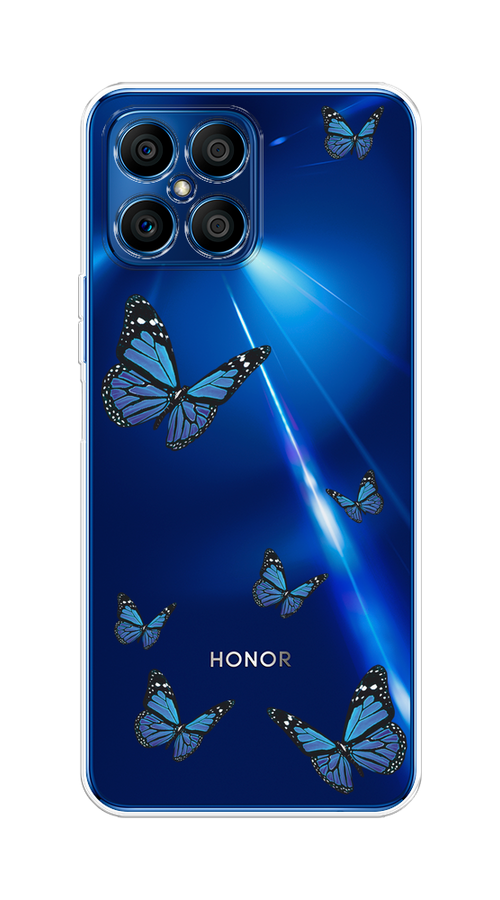 

Чехол на Honor X8 "Blue butterflies", Синий;черный, 6107650-1