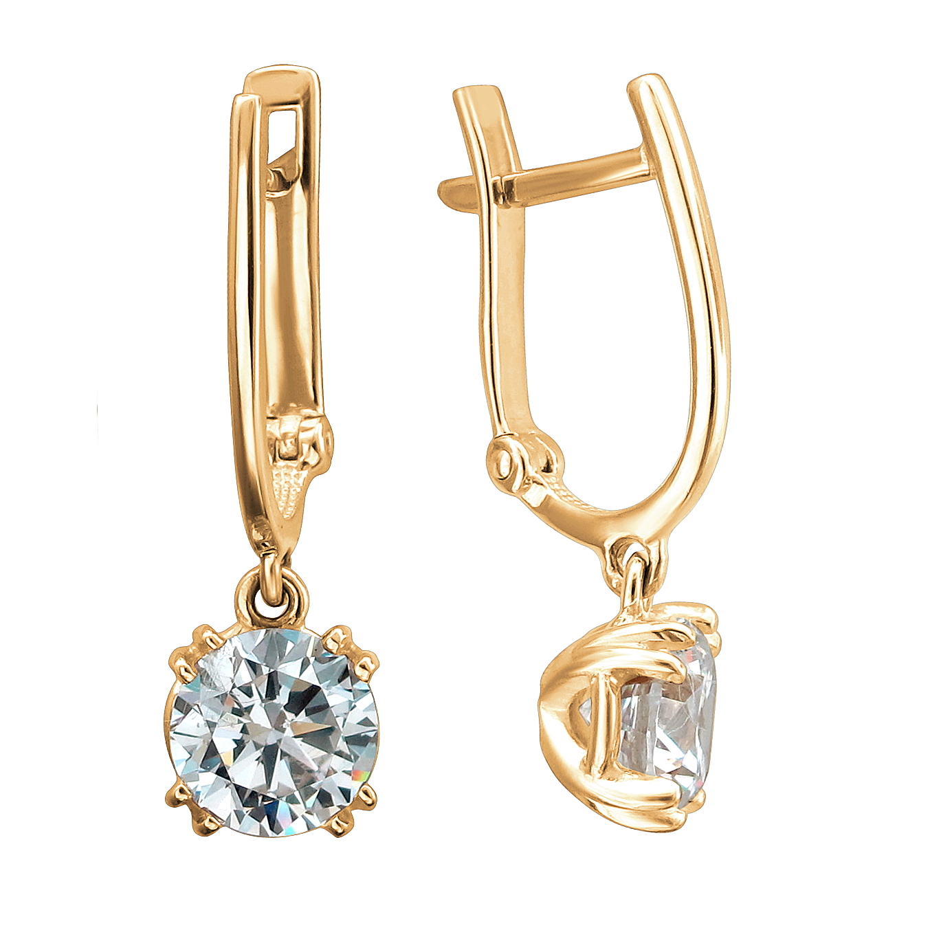 

Серьги подвески из красного золота Эстет 01С118525, фианит, 01С118525