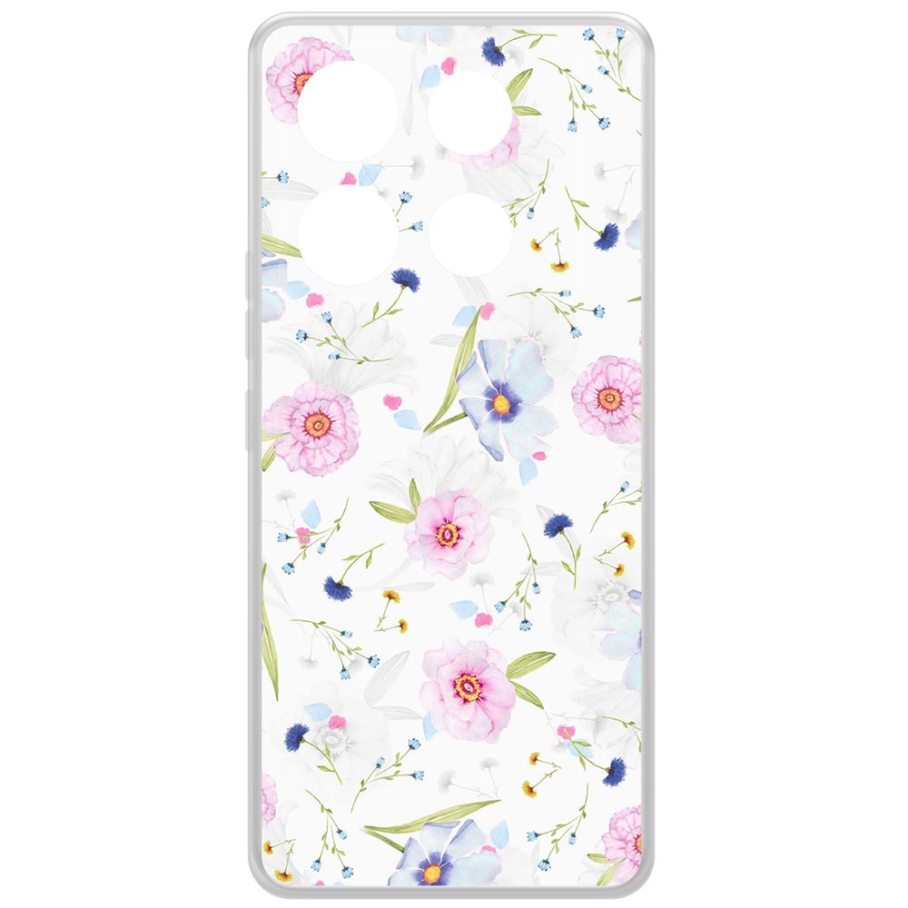 

Чехол-накладка Krutoff Clear Case Цветочный паттерн 3 для INFINIX Note 40 Pro 5G, Прозрачный