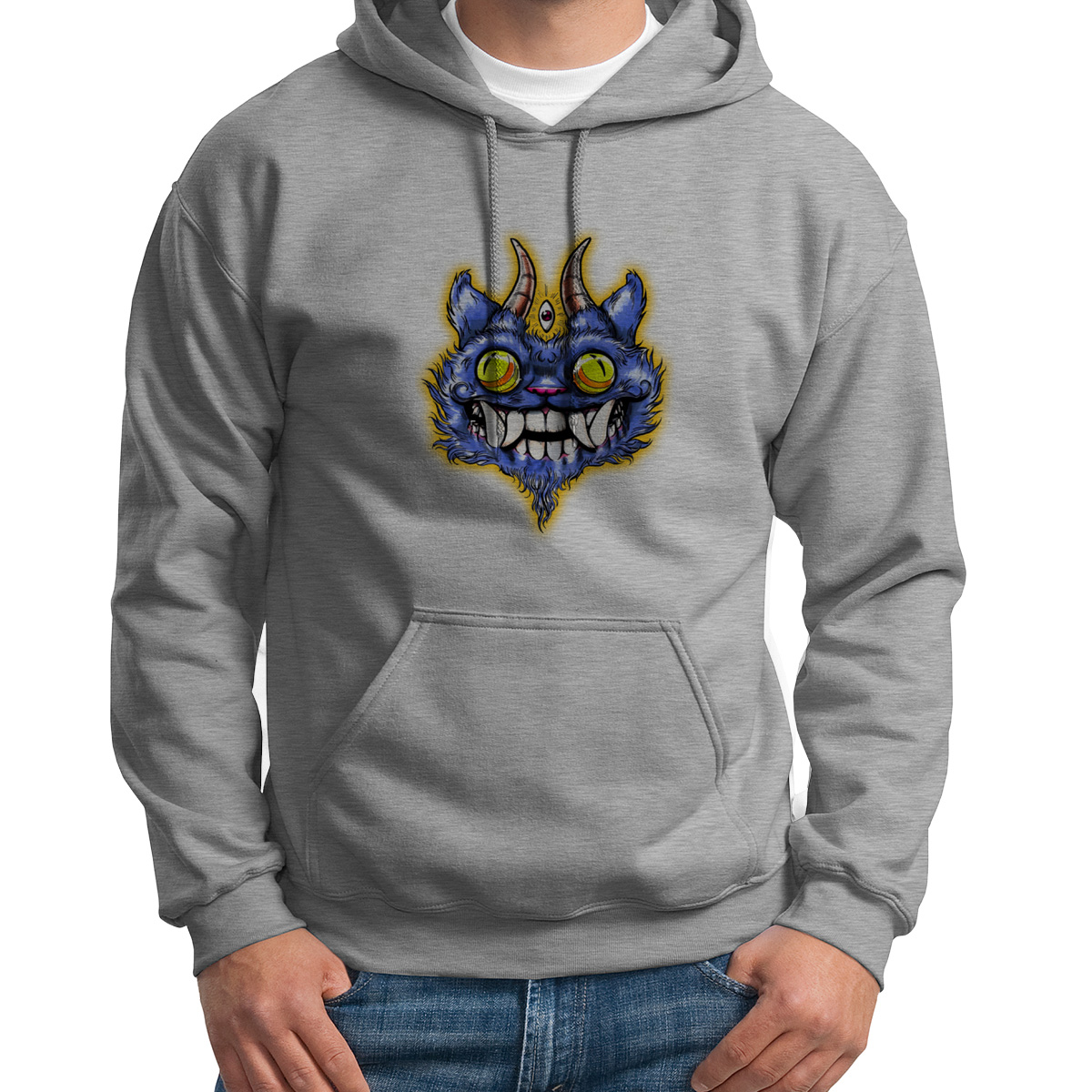 

Худи унисекс CoolPodarok Монстрик серое 48 RU, 8S015559