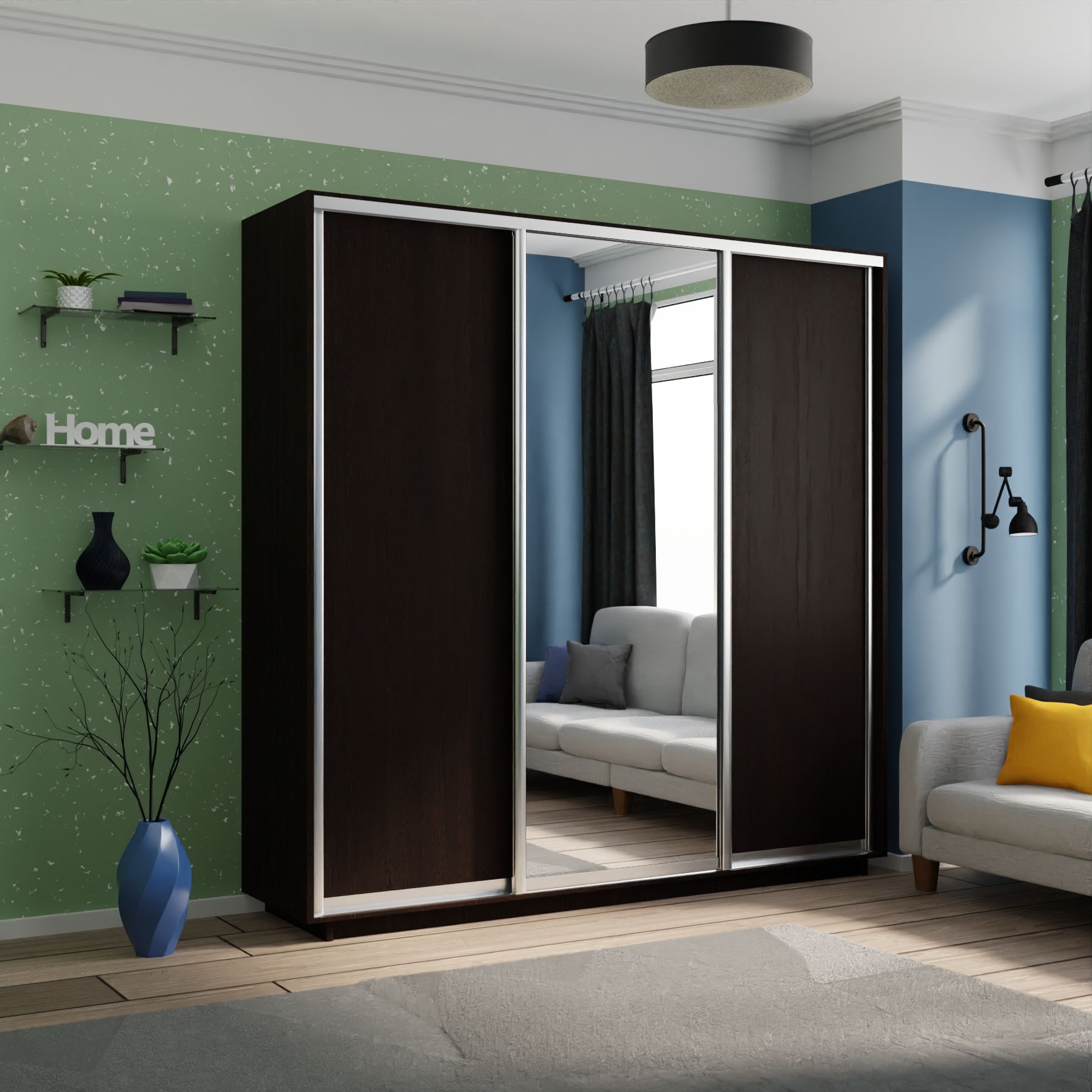 

Шкаф-купеЕ1 Экспресс ДСП/Зеркало/ДСП 240х60х240, Венге, Коричневый, ДСП/Зеркало/ДСП