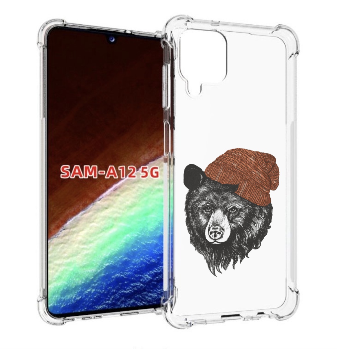 

Чехол MyPads Медведь в шапке 2 для Samsung Galaxy A12 (SM-A125F) 2020/21, Прозрачный, Tocco