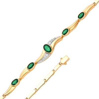 

Браслет из красного золота с изумрудом/бриллиантом р. 17 Master Brilliant 10-236-01, 10-236-01