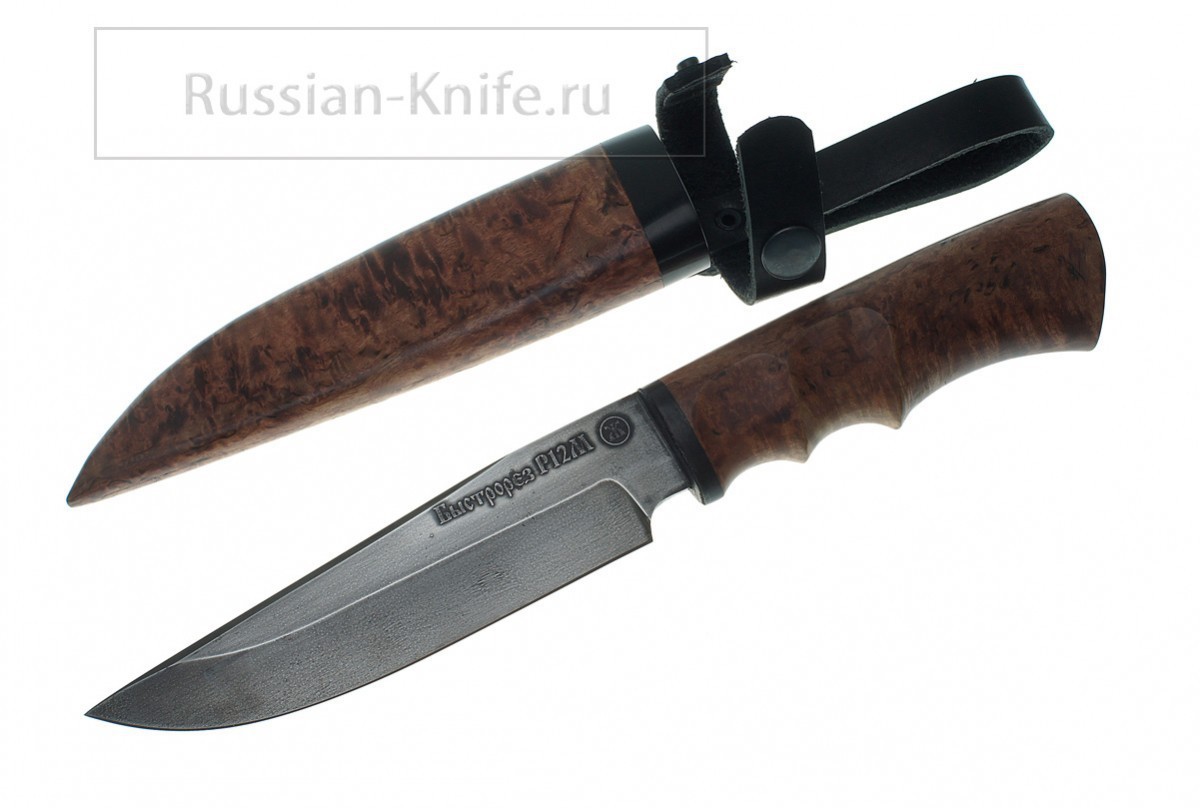 

Нож Медведь (сталь Р12М-быстрорез)-деревянные ножны