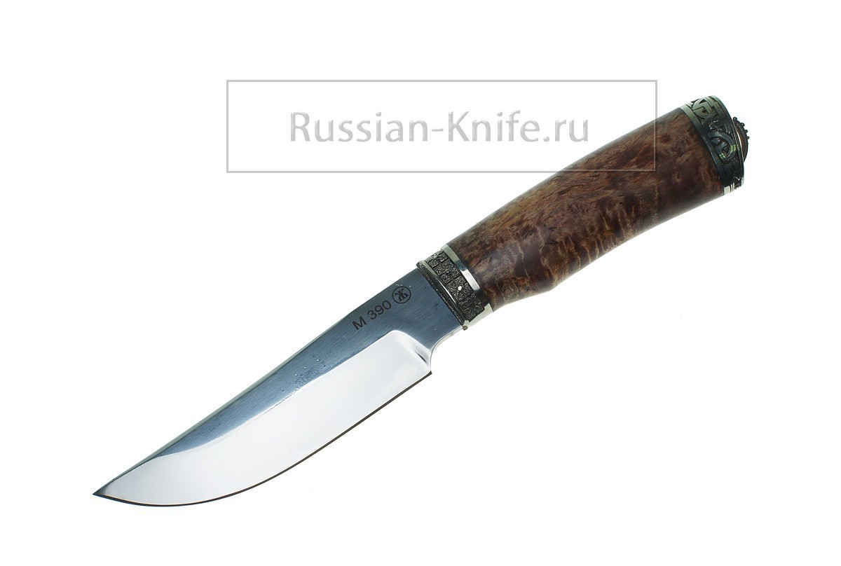 

Нож Егерь (сталь М390), карельская береза, А.Жбанов
